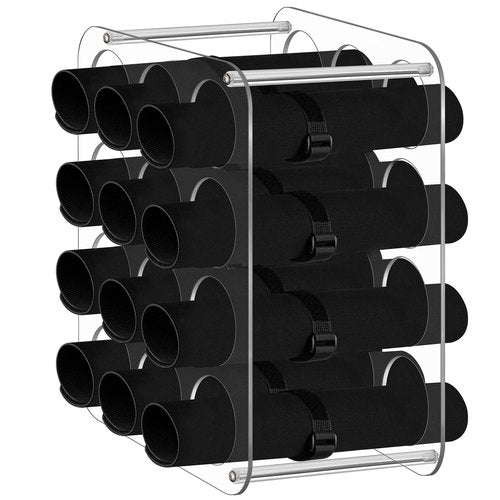 Weysat Playmat Tube Tabletop Storage Holder 12 Slots Clear Acrylic Playmat Holder Transparent Display Rack Organizer with 12 Straps for Standard Card Game Mat Bedroom Playroom Gathering Accessories