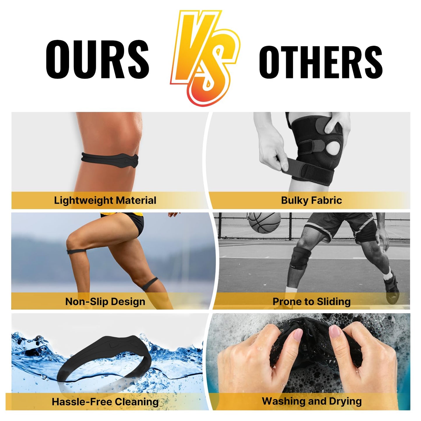 Fit Geno Knee Strap Patella Support: Knee Band for Patellar Tendon Pain Relief - Knee Brace for Tendonitis Jumpers Running Sports Basketball Men Women 2 Packs (Black)
