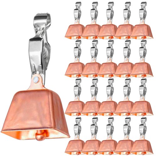 WOEUROI 21 Pcs Fishing Bells for Rods, Fishing Rod Bells Alert for Fish Catfish Bells with Clamp Clip on Poles Catfishing Equipment Angling Rings Ice Accessories for Angling Rod Tips (Rose Gold)