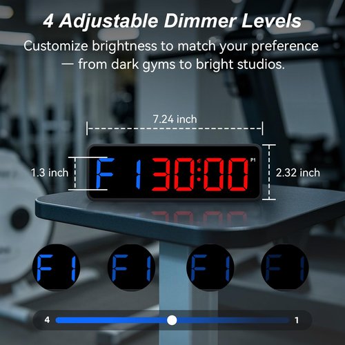 Acedeck Portable Gym Timer Clock: Fitness Digital Clock with Strong Magnet - Remote Control for Fitness Enthusiasts - Powerful Battery for Home Gym Garage Boxing Black