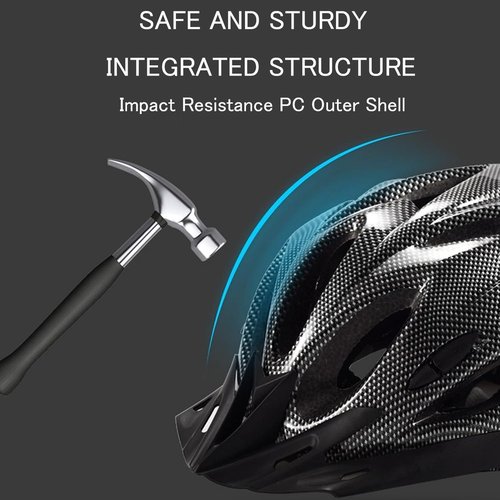 Adult Cycling Bike Helmet, Lightweight and Adjustable with Pads&Visor for Men and Women,Premium Quality Airflow Unisex Bike Helmet,Suggested Fit 57-62 cm (All Black)