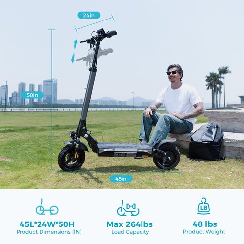 Electric Scooter for Adults, 1000W Powerful Motor, 28 MPH Top Speed & 28 Mile Range, 10" Off-Road Pneumatic Tires, Dual Suspension & Dual Disc Brakes, Foldable Adjustable Handlebar Commuting E Scooter