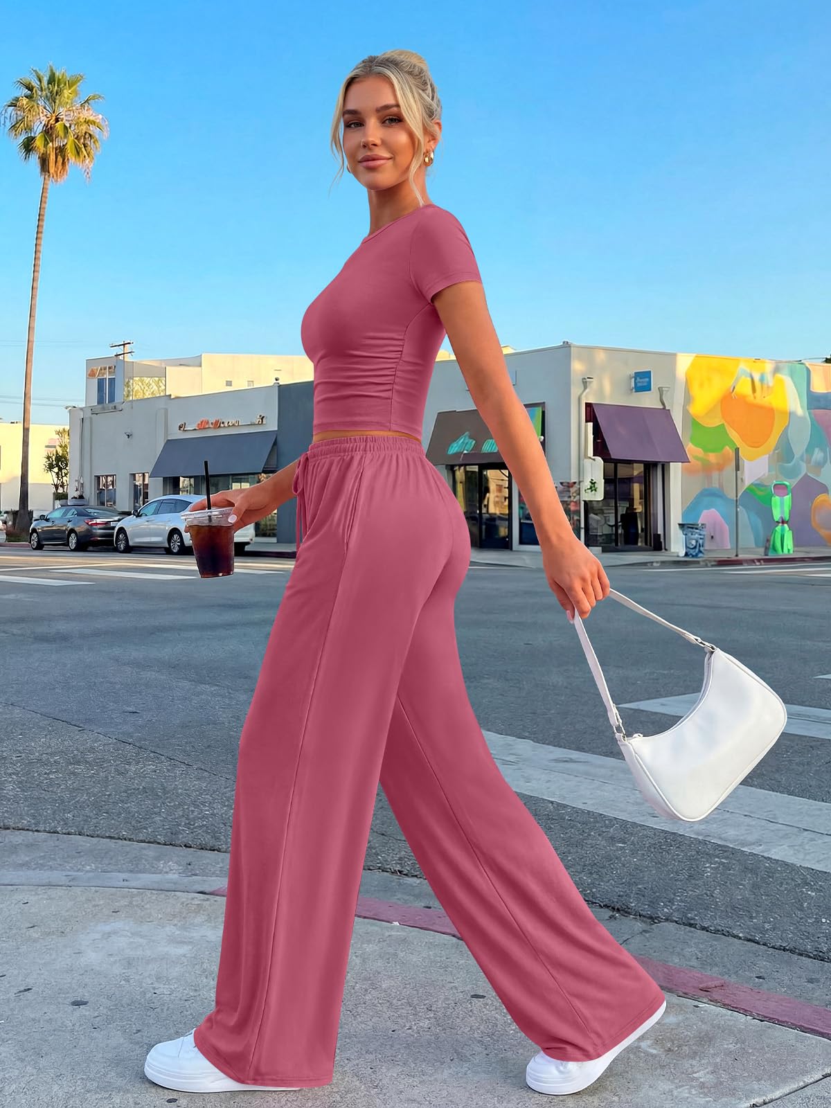 Trendy Queen Womens 2 Two Piece Set 2026 Summer Workout Vacation Gym Clothes Spring Fashion Lounge Matching Airport Travel Outfit Resort Wear Fitness Athleisure Clothing