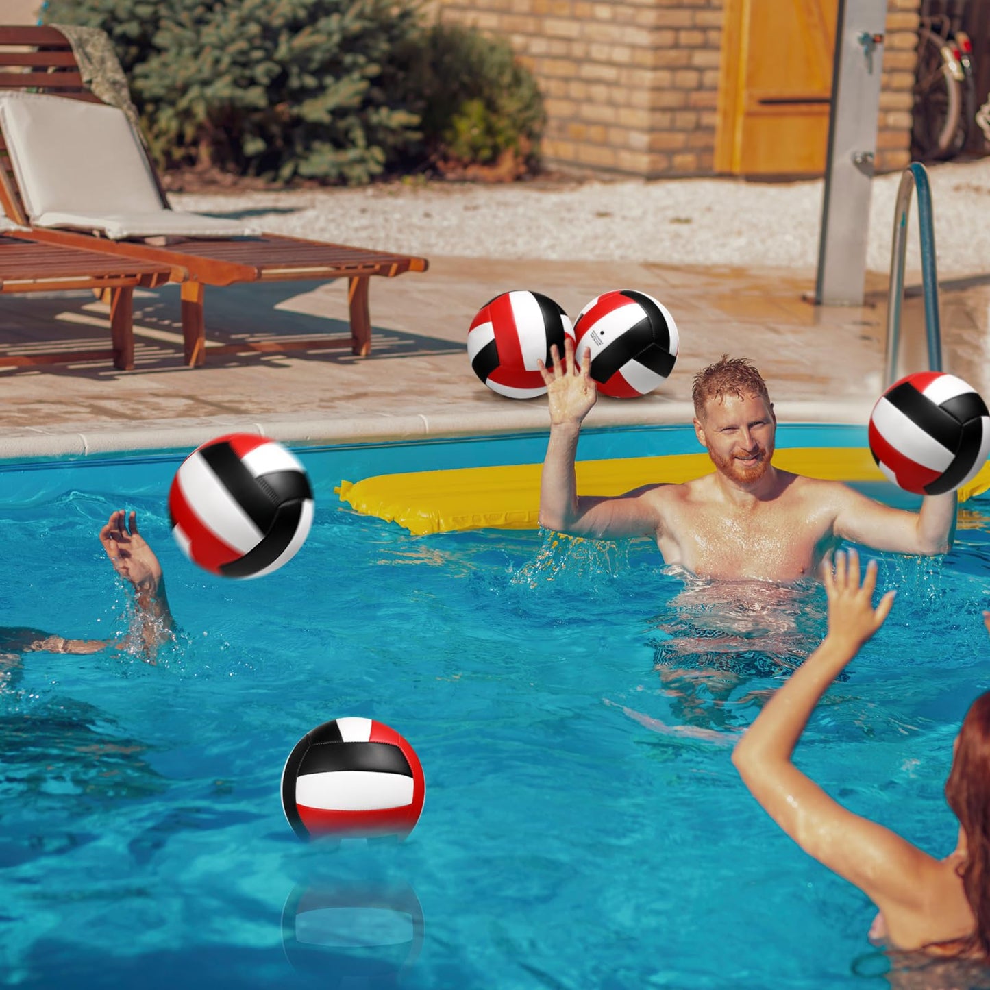 Wettarn 12 Pcs Official Size 5 Volleyballs Bulk Soft Recreational Volleyballs with Pump Regulation Size for Beginner Indoor Outdoor Beach Gym Pool Sand Sport (White,Red,Black)