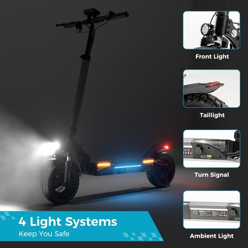 Electric Scooter for Adults, 1000W Powerful Motor, 28 MPH Top Speed & 28 Mile Range, 10" Off-Road Pneumatic Tires, Dual Suspension & Dual Disc Brakes, Foldable Adjustable Handlebar Commuting E Scooter