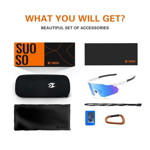 suoso Polarized Sports Sunglasses for Men: Women UV Protection youth Cycling Running Baseball Sun Glasses Softball Goggles pink and box
