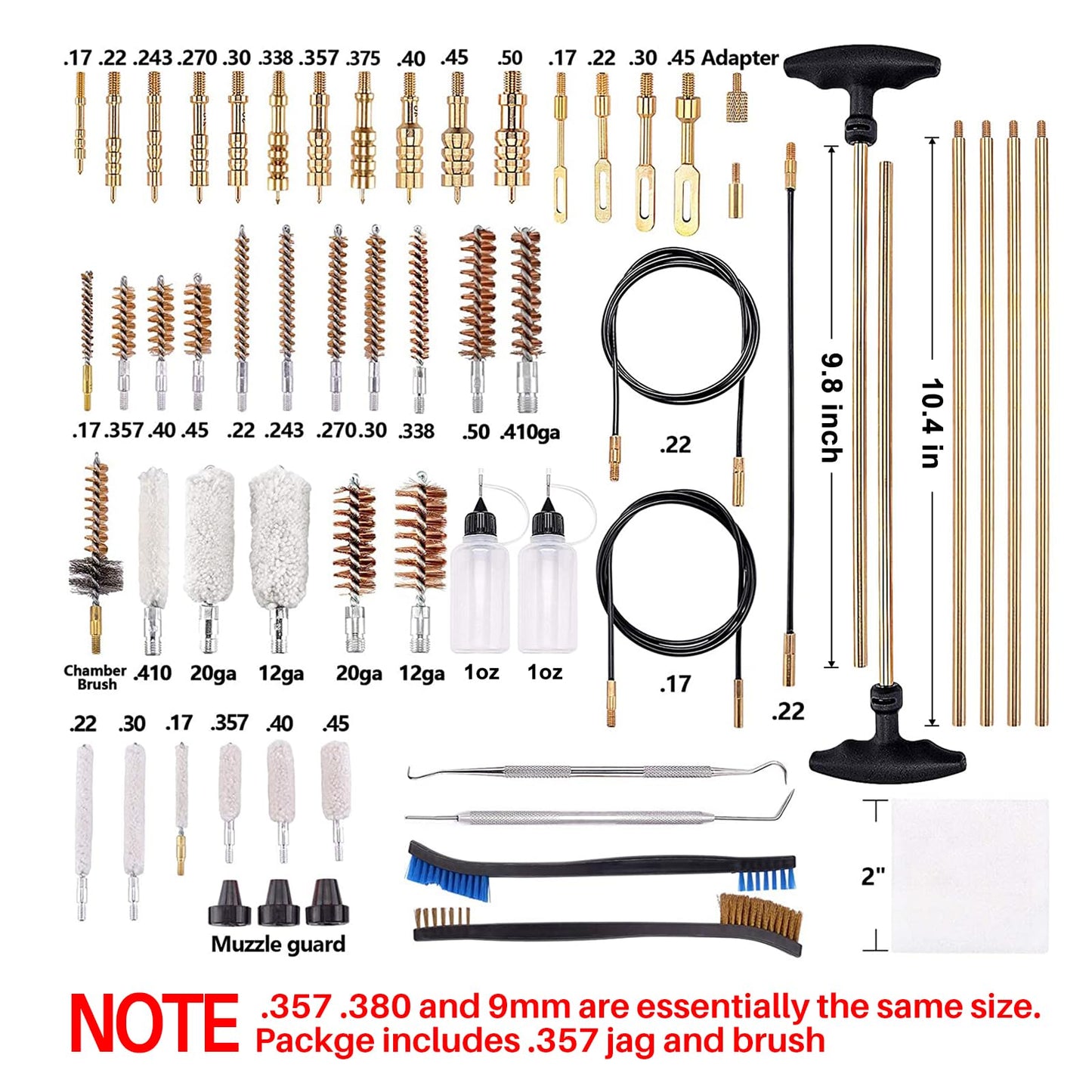 BOOSTEADY Gun Cleaning Kit Universal Gun Cleaning Kit Shotgun Pistol Cleaning Kit with Lightweight Organized Carrying Case Gun Cleaning Supplies Gun Cleaner Bottle Brass Jags and Tips