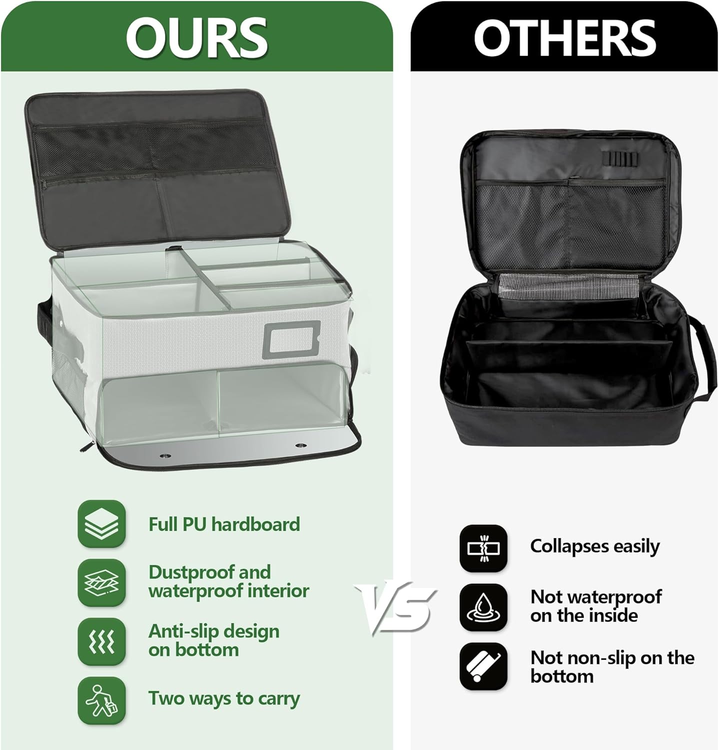 3 Layer Golf Trunk Organizer for 2 Pair Size 13 Shoes, Large Capacity, Gifts for Men with Waterproof Separate Ventilated Storage for Accessories, Balls, Tees, Clothes, Gloves (Black)