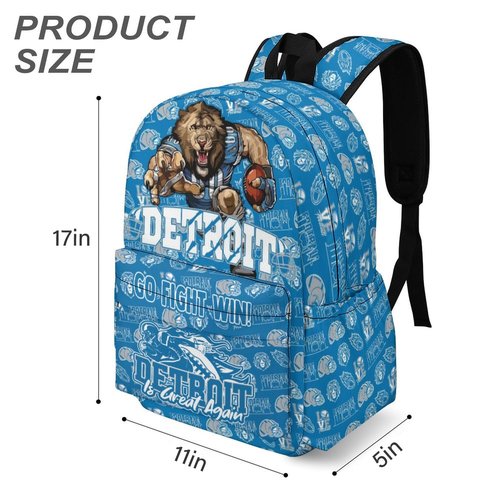 WTKBLAN Football Gifts for Detroit Fans, Football Sport Backpack, Sport Style Bag, Large Capacity Travel Gym Casual Backpack