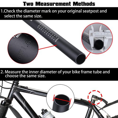 Boenoea Bike Seatpost, Bicycle Seat Post 25.4 27.2 28.6 30.4 30.9 31.6 400mm Length Aluminum Alloy Bicycle Seat Tube for Mountain Bike and Road Bike, MBX