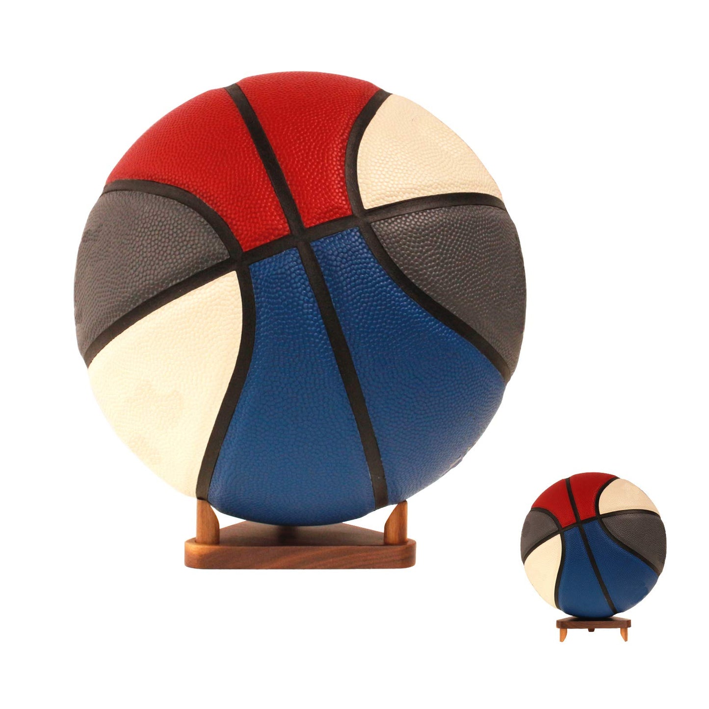 LuxRound Ball Stand Holder Display Stand for Basketball Football Soccer Holder Rack Autographed Ball Memorabilia Display Case Solid Walnut Wood Made Ball Display Stand (4pcs)