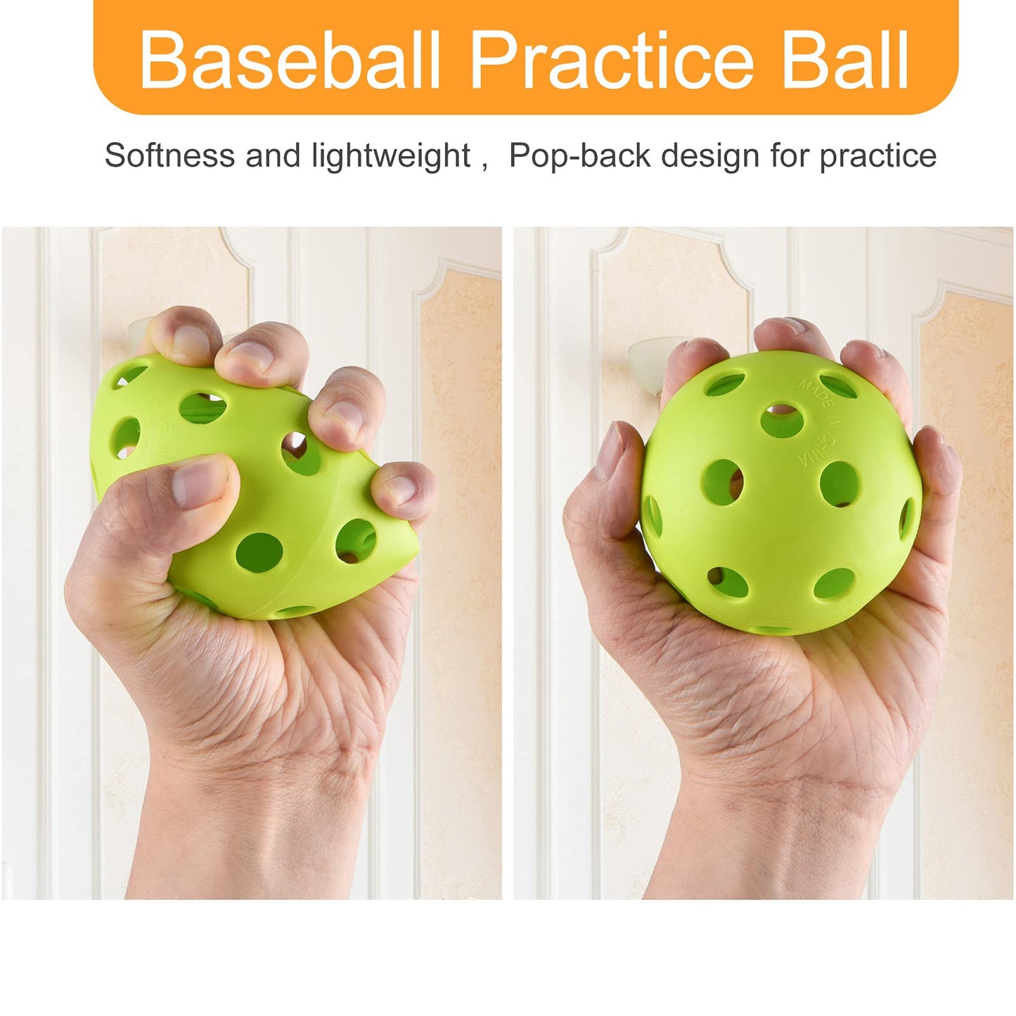 Coopay 14 Pack Baseball Practice Balls Plastic Training Balls Lightweight Hollow Softballs for Hitting, Baseball Training Indoor Outdoor Use (Green)