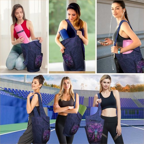 saniwu Yoga Mat Bags for Women Fit Large Capacity Gym Mats Blocks with Waterproof Wet Pocket Durable Pilates Tote