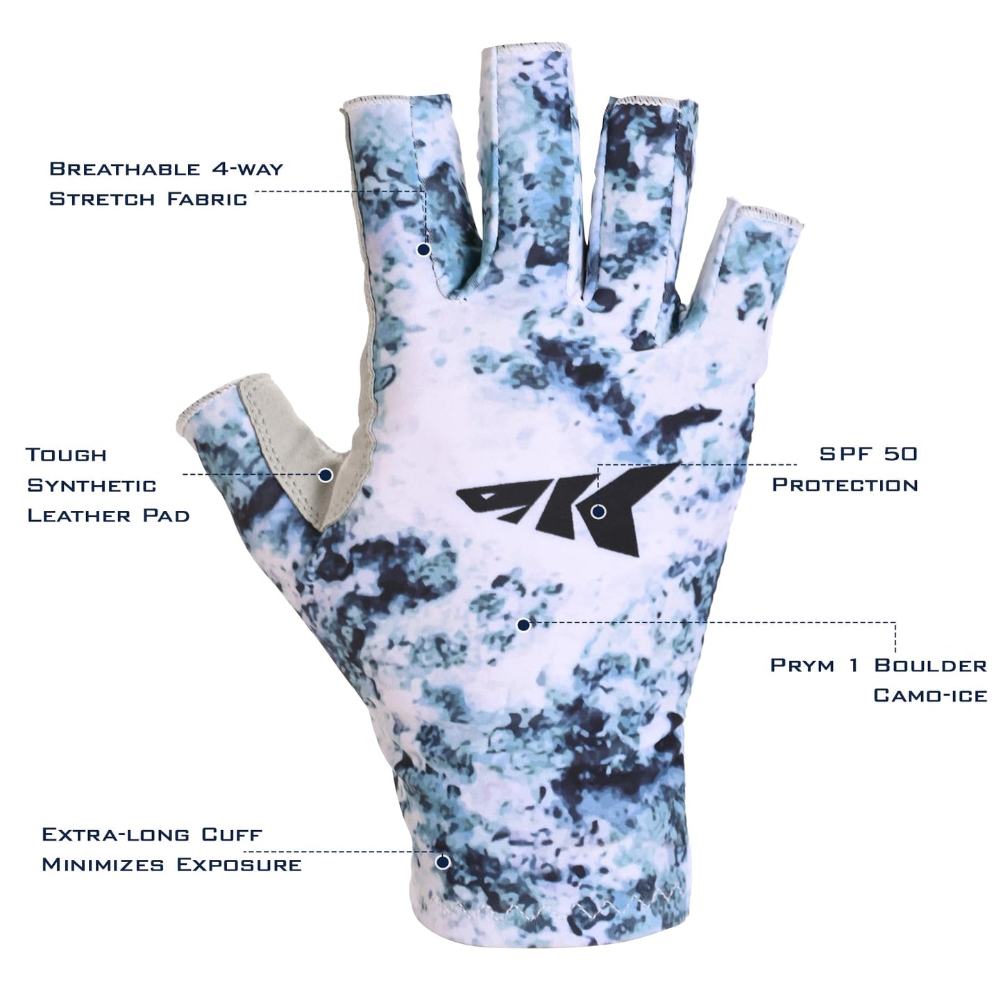 KastKing La Sal Fishing Gloves UPF50+ Sun Gloves UV Protection Fingerless Gloves Men Women for Outdoor, Kayaking, Rowing, Paddling, Canoeing, Hunting