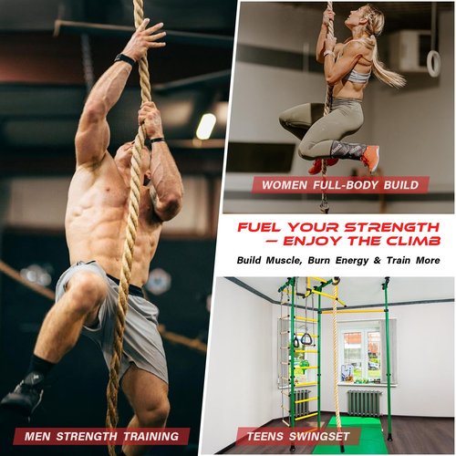 Climbing Rope Gym Workout - 20FT Heavy Duty Jute Thick Ropes for Adults Strength Training Outdoor Tree Swing Indoor Home Fitness Exercise - 1.5 Inch