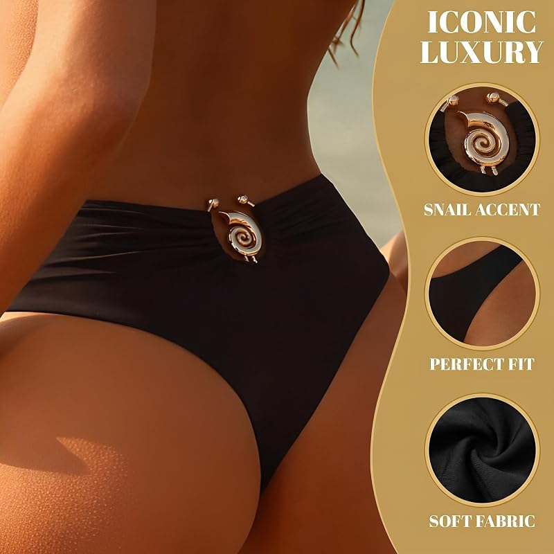 Leoparts Black Small Cheeky Bikini Bottom - High Cut Mid Rise Swimwear
