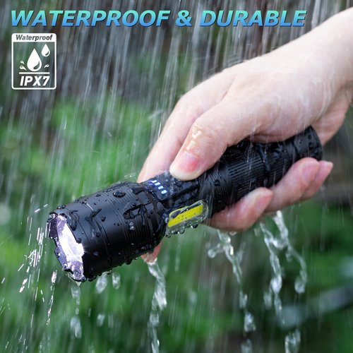 Rechargeable LED Flashlights High Lumen,990,000 Lumens Super Bright Flashlight,Powerful Flash Light 7 Modes with COB Work Light Waterproof for Home Outdoor Camping Hiking
