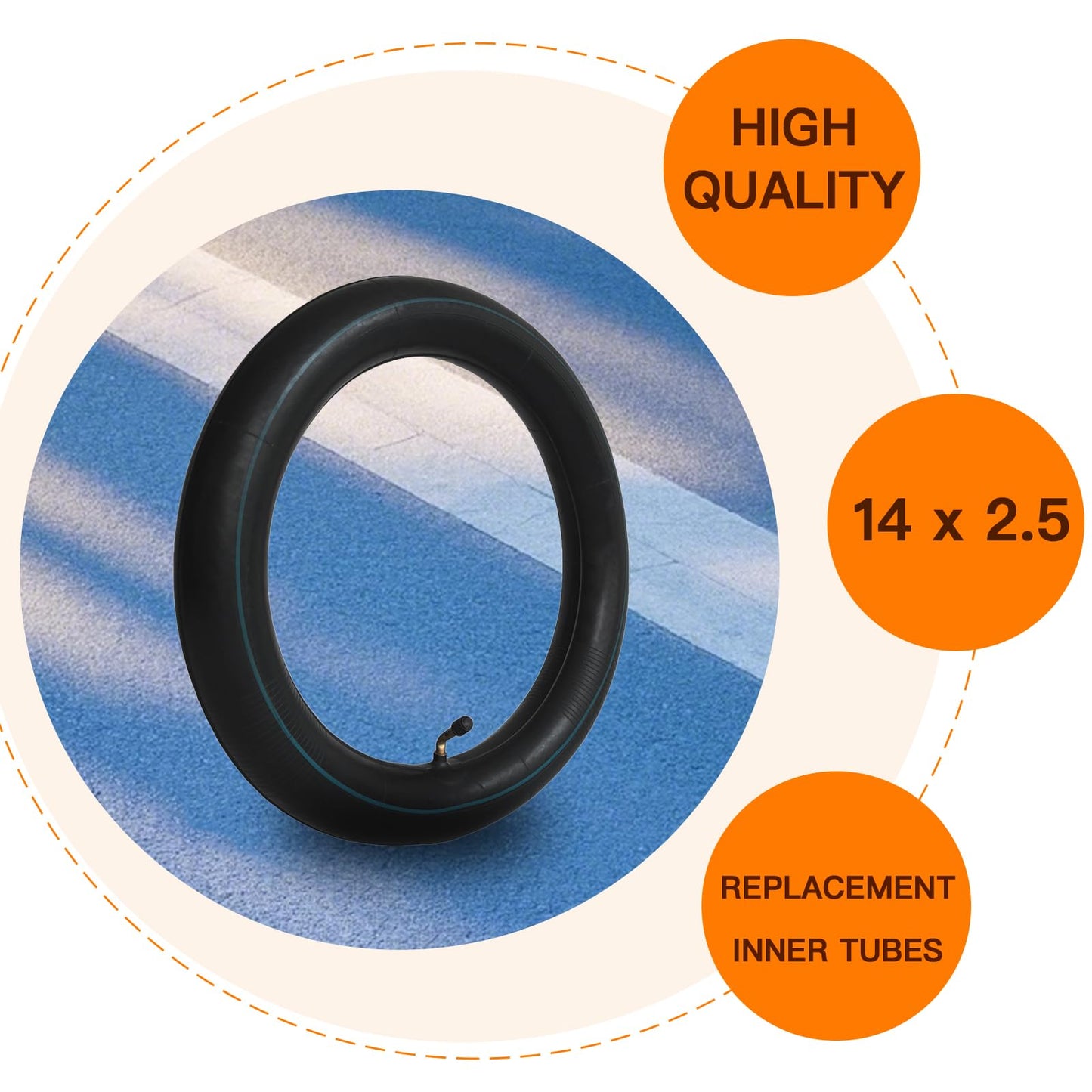 2 Pack 14x2.50 Inner Tube 14 Inch E-Bike Tubes Butyl Rubber Thickened with 2 Steel Tire Levers for Replacement Electric Scooters and E-Bike Tire Tube
