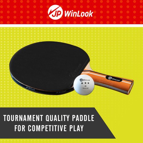 JP WinLook Ping Pong Paddle Set - Four Professional Table Tennis Paddles, Eight Balls, and A Case for Indoor & Outdoor Play - Premium Ping Pong Racket Set for All Players