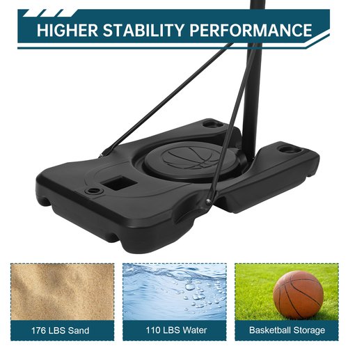 Adjustable Basketball Hoop Outdoor 10ft, 44 Inch Backboard, Portable Basketball Goal for Adults, in Backyard Driveway Indoor