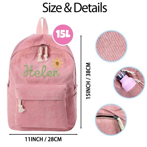 WBgjsnklbnl Custom Backpack with Name Personalized School Bookbag Bulk Customize for Kids Boy Girl Travel Camping Casual-Pink