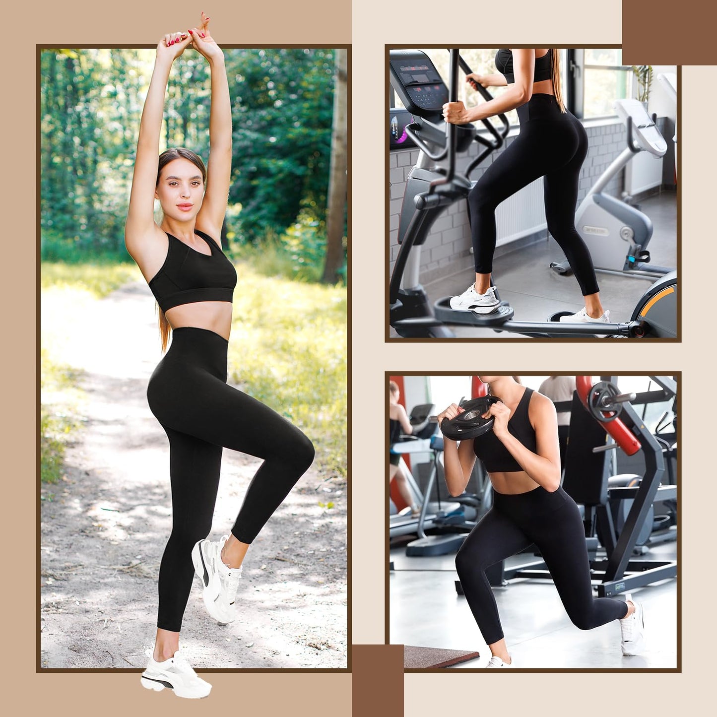 Leafigure High Waisted Leggings for Women- Soft No See-Through Yoga Pants for Gym Workout Running Navy L-XL