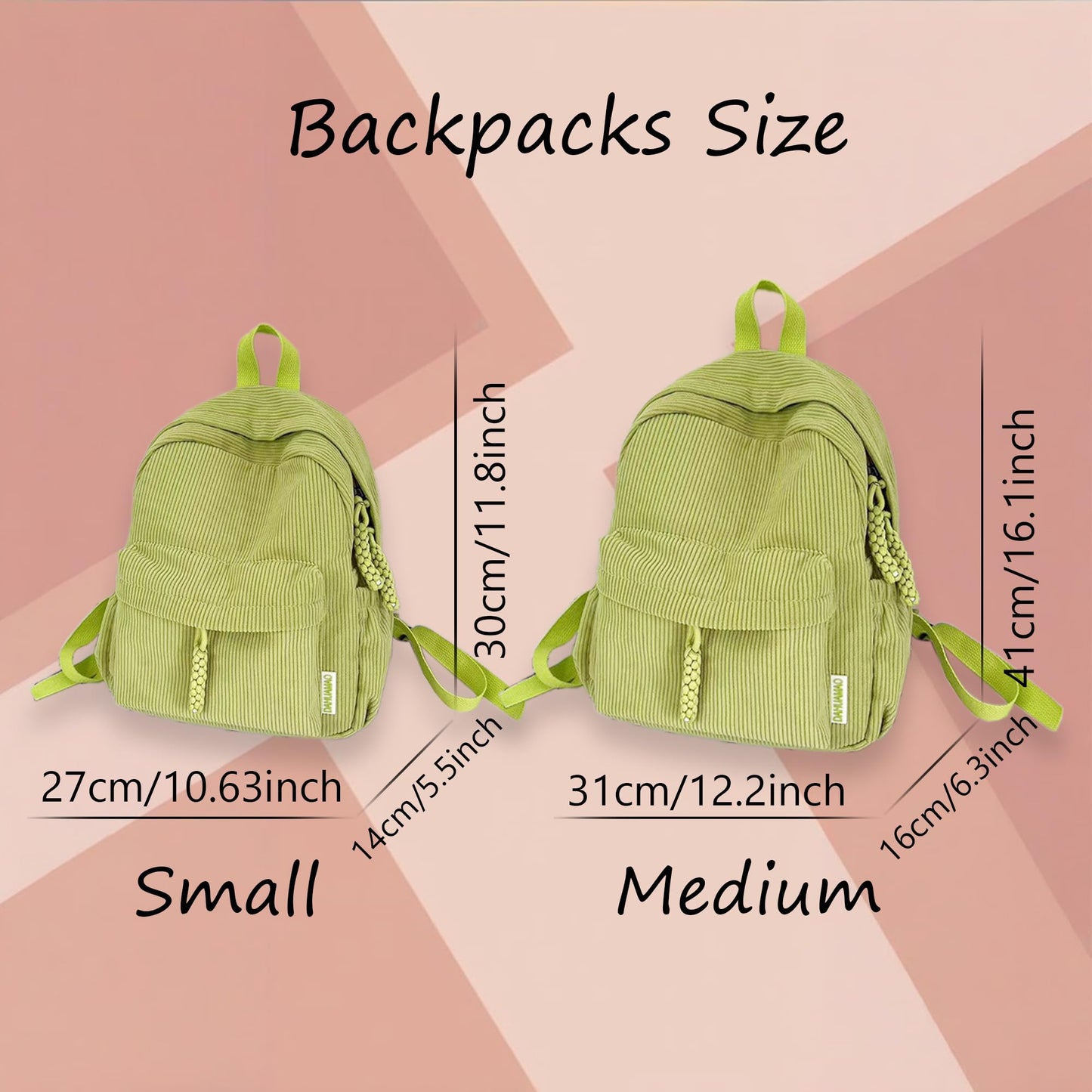 ZUNON Toddler Backpack for Girls, Personalized Corduroy Small Mini Toddler Girl, Custom Name Backpack Bookbag, School Bag for Kids Girls Boys 4-15 Years, Pink