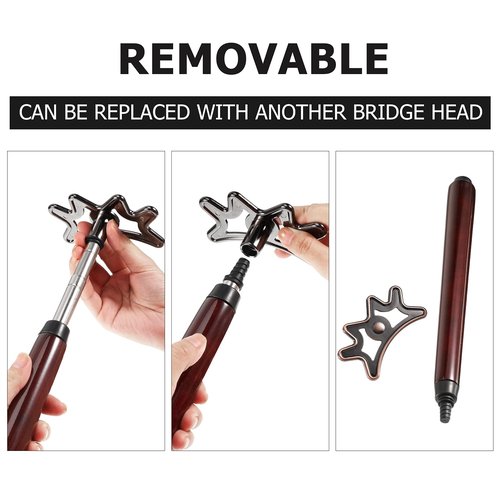 Sumind Retractable Pool Bridge Stick - Billiards Accessories Cue Bridge with Removable Head and Wooden Handle, Ideal for Pool Table(Brown)