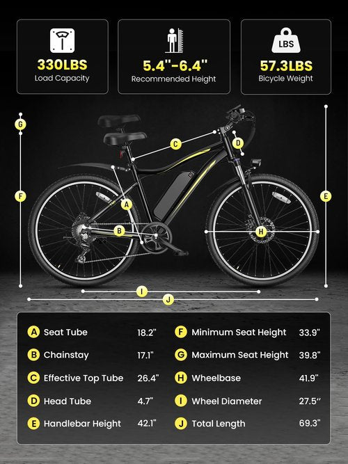 Heybike Electric Bike for Adults, 750W Peak Brushless Motor, up to 40Miles, 22mph Max Speed Electric Mountain Bike, 480WH Removable Battery Ebike, 27.5'' Tires, 7-Speed and Front Suspension