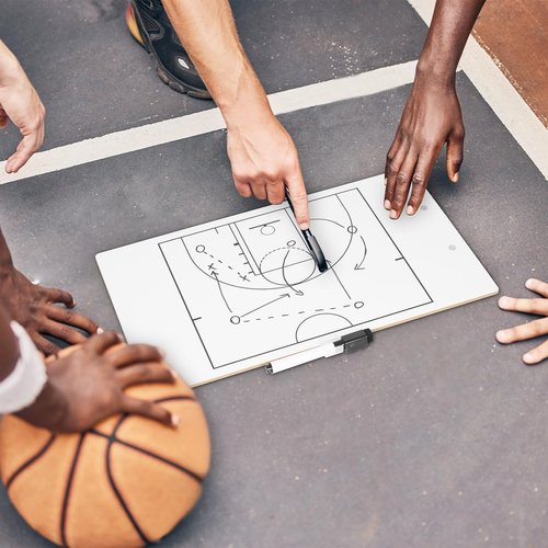 QUEENLINK Basketball Coaching Board, Double-Sided Tactical Marker Board with Full and Half Court, Dry Erase Clipboard for Basketball Coaches, Includes a Marker
