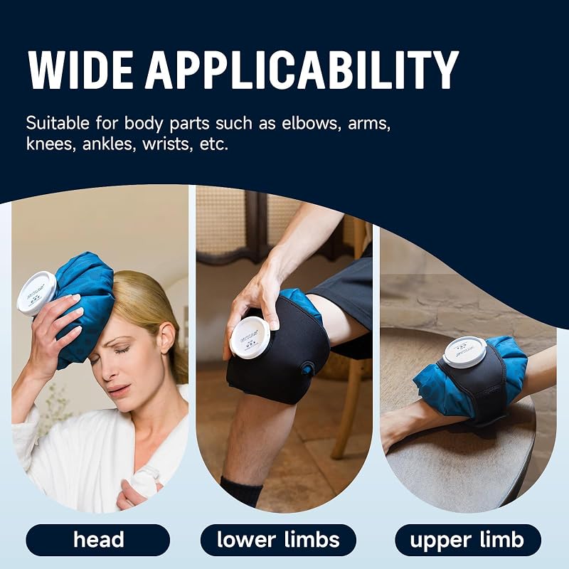 BYXAS Reusable Ice Packs for Injuries - 6" 9" 11" with Elastic Belt