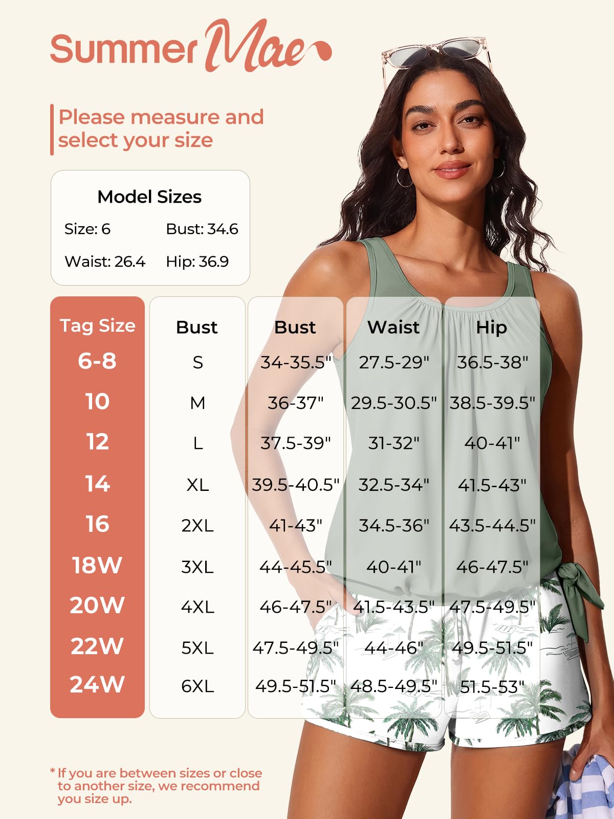 Summer Mae Blouson Women’s Tankini Swimsuits with Shorts Tummy Control Bathing Suits Side Pockets Tropical Green Leaves X-Large 2026