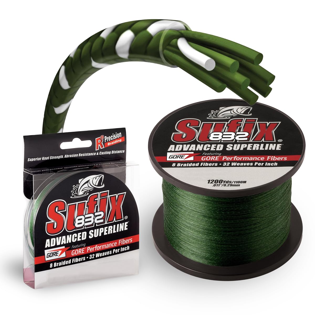 Suffix 832 Braid 10 lb Low-Vis Green 150 yards