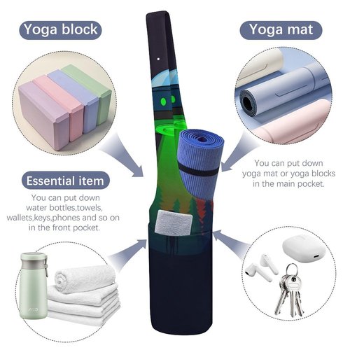 Aliens Spaceship at Night Lightweight Yoga Mat Bag with Pockets Portable Canvas Carrying Shoulder Bags for Women Men