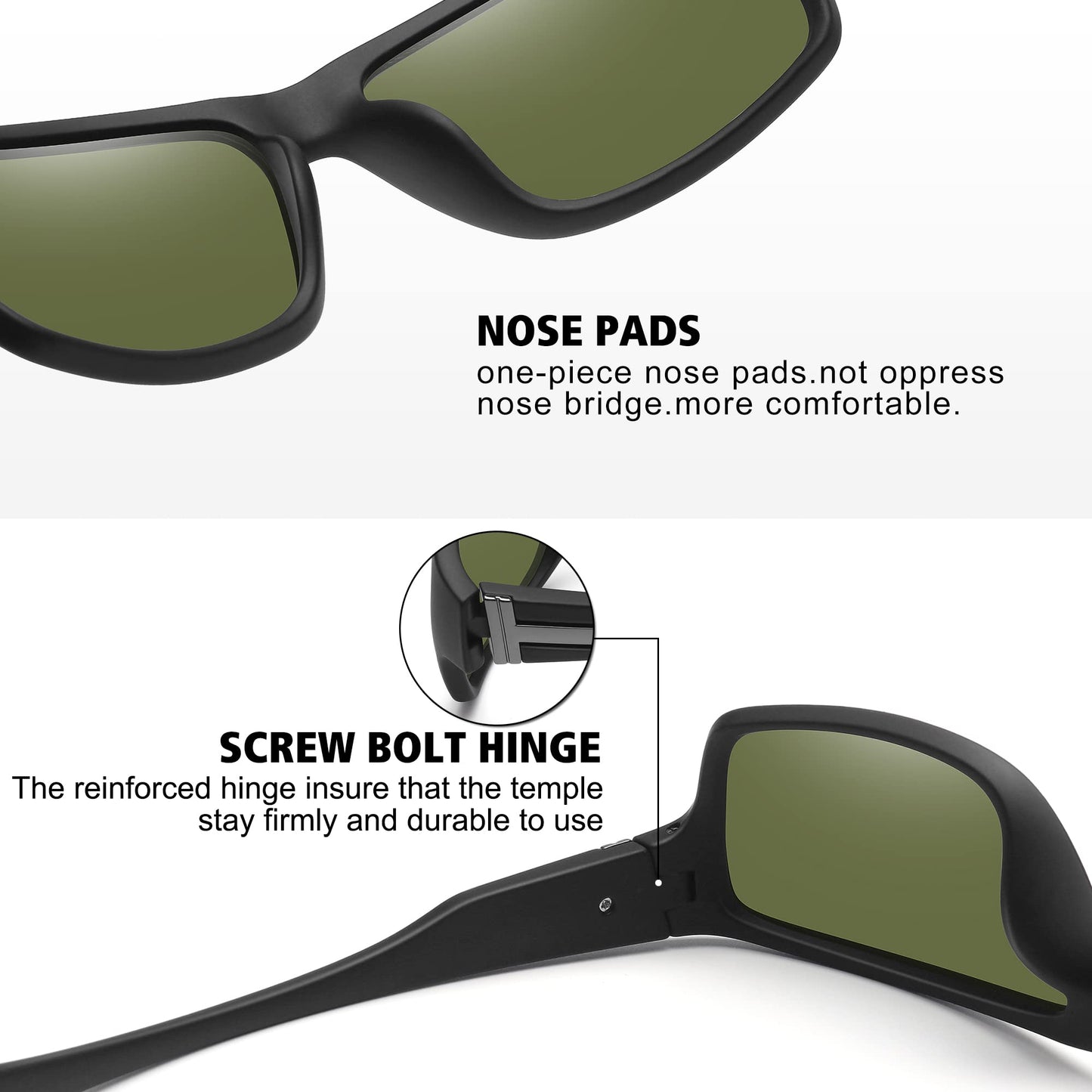 STORYCOAST Polarized Sports Sunglasses for Men Women Unbreakable Frame Cycling Fishing Driving 2Pack Black+Drak Blue