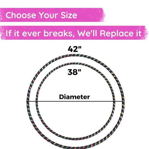 The Spinsterz Beginner Hoop: Weighted Fitness Hula-Hoop for Adults Weight Loss, Waist Exercise Ring for Cardio & Core, Adjustable Quality Detachable Hula Shaper for Beginners, Made in USA - Black