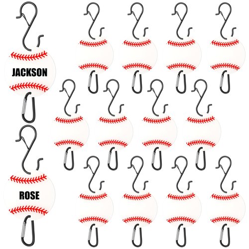 CroBlissful 12 Pcs Bag Hook for Fence, Sports Fence Hook, Bag Clip for Fence, Metal Backpack Hooks with Acrylic Board, Fence Hooks for Bat Bag Water Bottle Lover Player Gifts (Baseball)