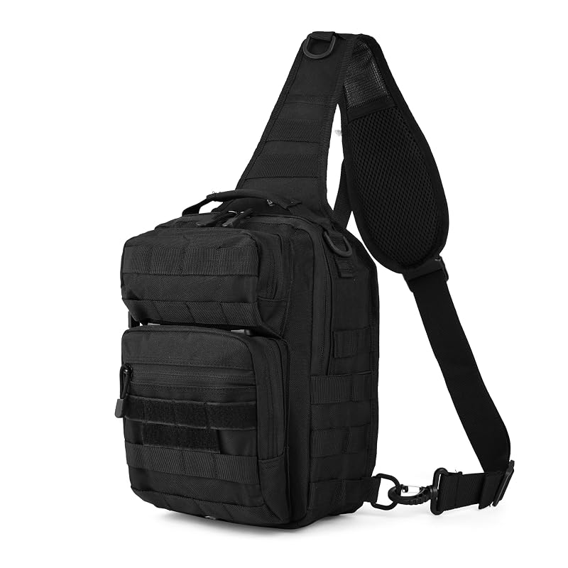 Gracedon Tactical Chest Pack Sling Bag 8L Molle Military Backpack - Black