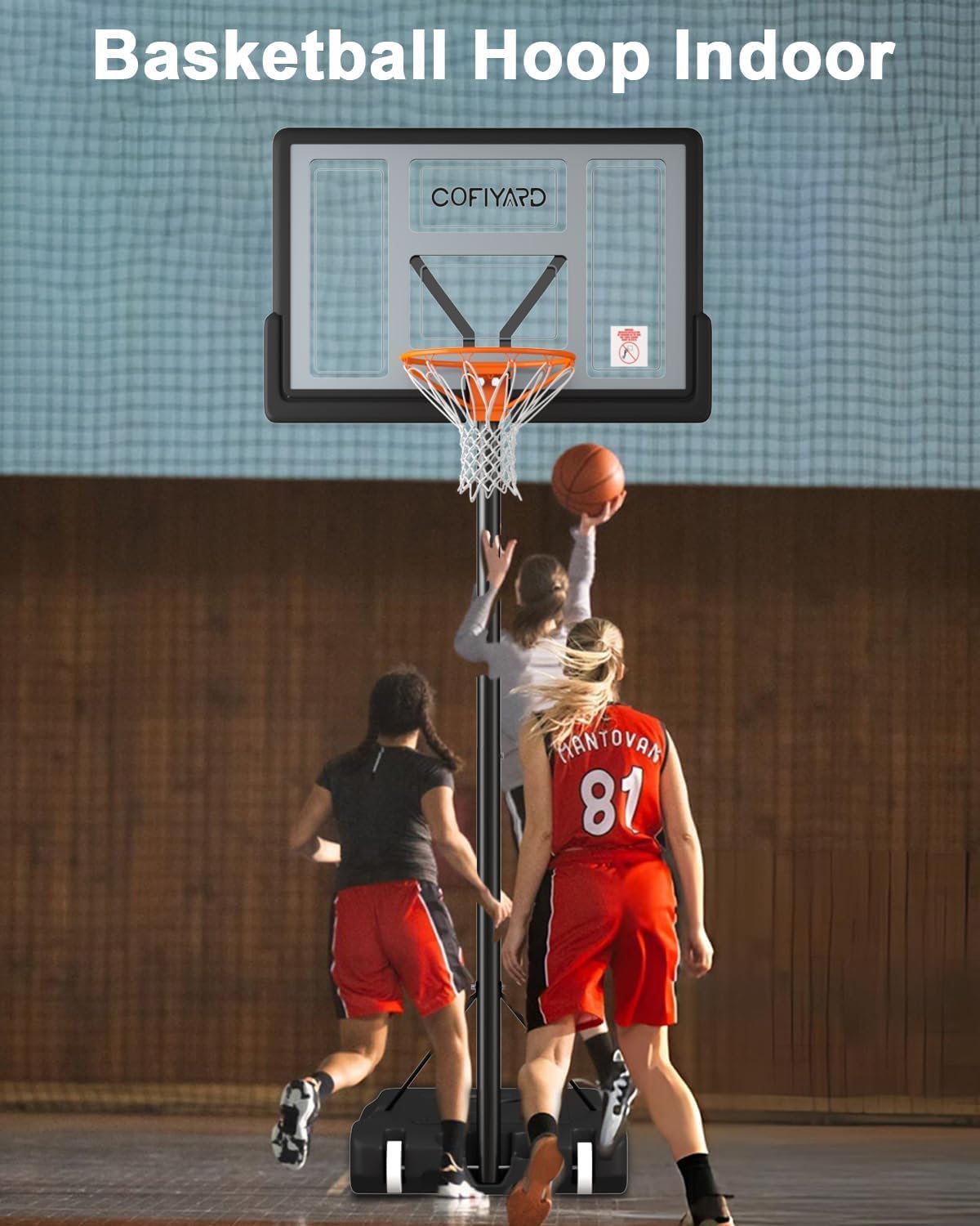 10FT Basketball Hoop Outdoor System with Extra Sandbag,Height Adjustable Basketball Goal System 44 Inch Shatterproof Backboard for Youth/Teens/Adults Indoor Outdoor