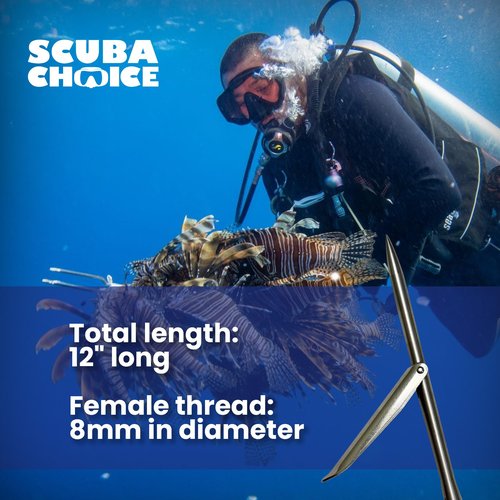 Scuba Choice Spearfishing 12" Stainless Steel Pole Spear Tip Single Barb Head – Durable Replacement for Palantic Fiberglass & Carbon Fiber Pole Spears