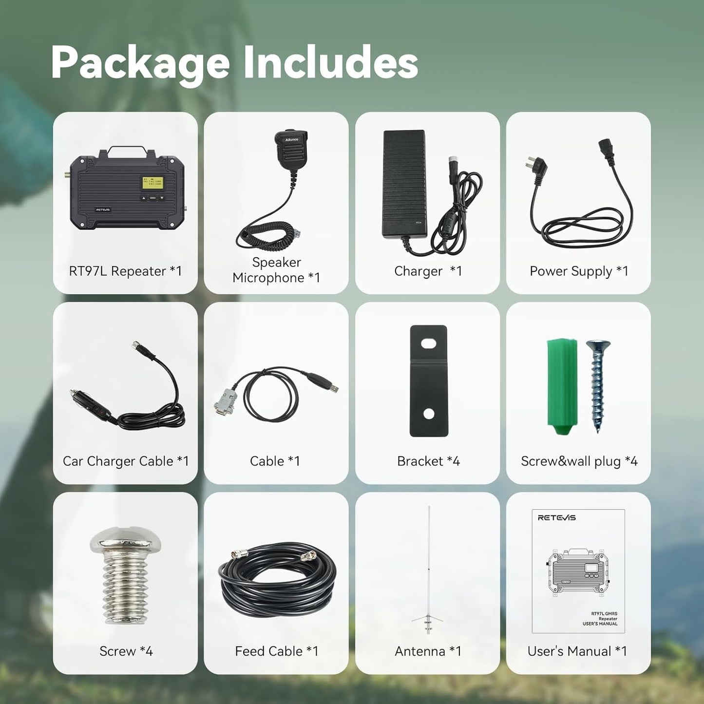 (3rd Gen RT97) Retevis RT97L Up to 25W GMRS High-Power Repeater, IP66 Waterproof, Long Range Base Station Compatible with Raspberry Pi for Farms, Remote Areas & Home Use (1 Pack)