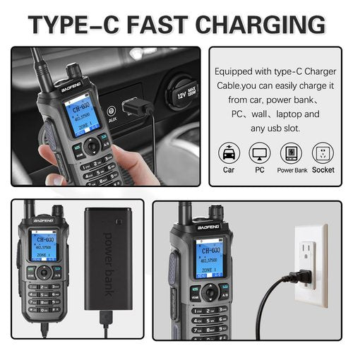 GMRS Radio Handheld Baofeng Radio GM21 Long Range Rechargeable Walkie Talkies,NOAA Weather Receiver GM-15 PRO Two Way Radio with Programming Cable and USB-C Charger for Survival Gear Hunting,2 Pack