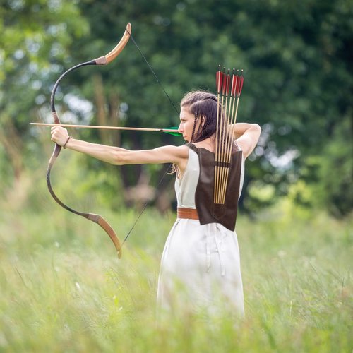 Eccliy Archery Bow Carrier with Arrow Slots, Adjustable Shoulder Strap, Shooting Targeting, Training, Cosplay, Handmade Archer Accessories, Archery Set Adult