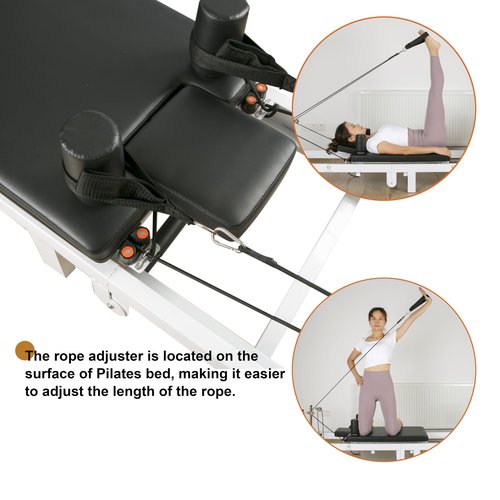 Pilates Reformer,EchoMe Foldable Reformer Pilates Machine for Home Use, with Alloy Resistance Springs, Pilates Equipment for Home Workouts with Jump Board, feet Strap,up to 400lb Longer Size(White)