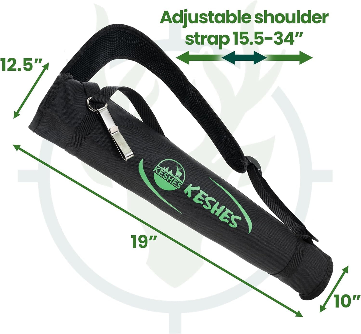KESHES Archery Back Arrow Quiver Holder - Adjustable Quiver for Arrows with Shoulder Strap and Belt Clip - Ideal for Bow Hunting & Target Practice for Youth & Adults