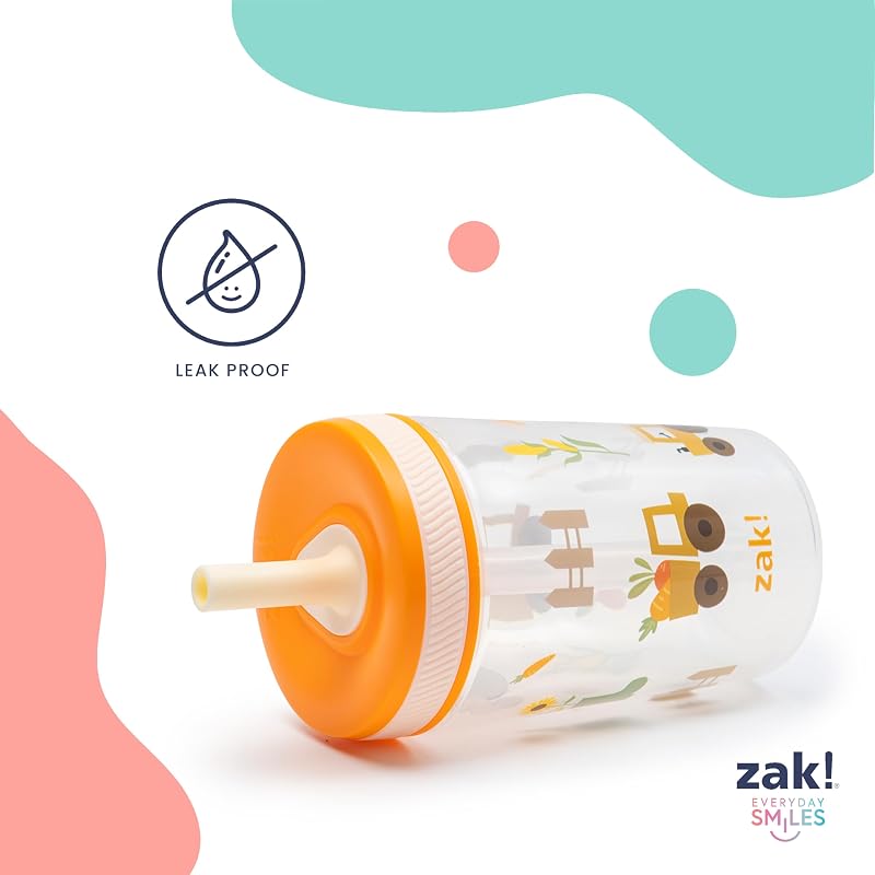 Zak Designs Kelso 15oz Sippy Cups - 2 Pack, Leak-Proof Plastic Drinkware, Sweet Berry & Lemon Zest (Variation: 15 Ounces Pack of 2 + Drinkware)
