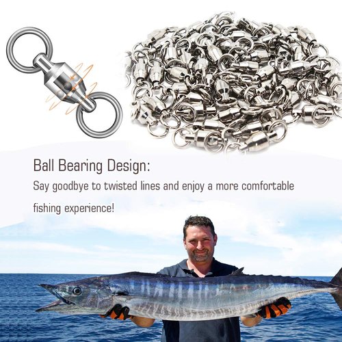 AMYSPORTS Ball Bearing Swivels Connector High Strength Stainless Steel Solid Welded Rings Barrel Swivels Saltwater Freshwater Fishing 25pcs 31lbs