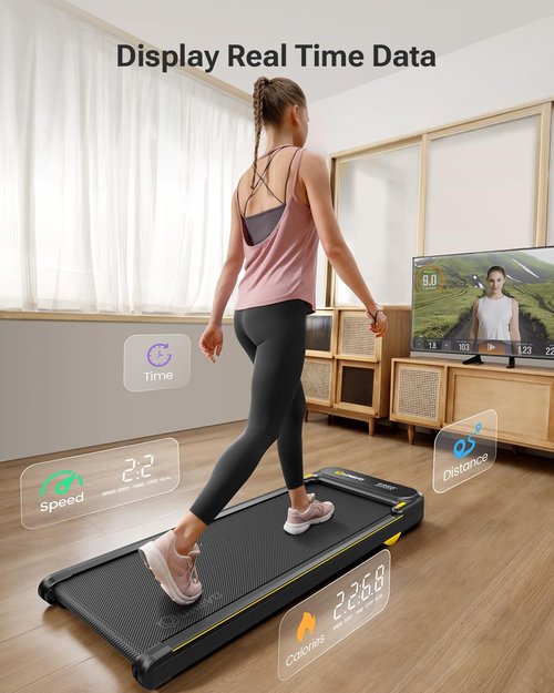 UREVO Walking Pad, Under Desk Treadmill for Home Office, Portable Desk Treadmill with Double Shock Absorption Remote Control LED Display, 265 Lb Capacity