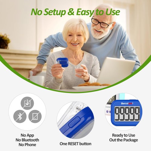 3D Pedometer for Walking, Simple Step Counter for Walking with Removable Clip and Lanyard, Accurate Pedometers for Steps, Step Tracker with Large Display for Men Women and Kids (Blue)