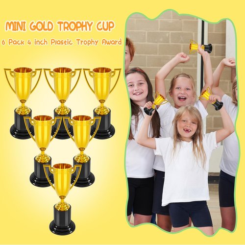 COJOSQC 4 inch mini Trophies, 6PCS Trophies for Kindergarten Graduation, Bowling tournaments, Basketball Games, Kids Soccer Awards, Must Have Football Party Favors, Plastic Trophy.
